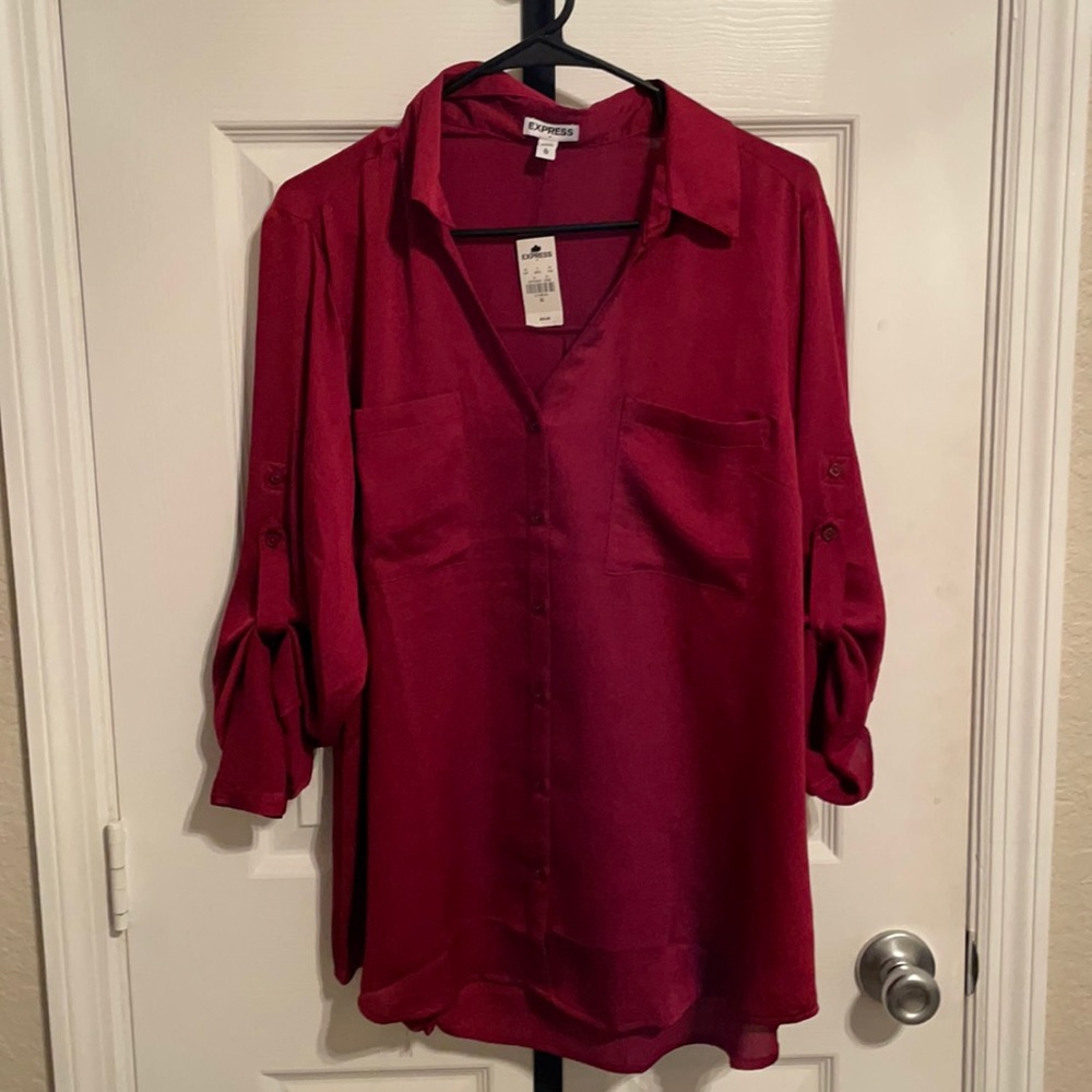 Express Deep Red Silk Shirt